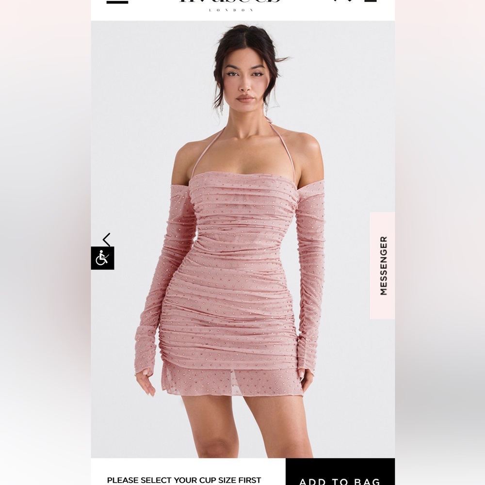 House of CB Estella - Soft Pink Crystallsed Dress